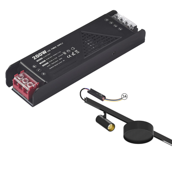 Трансформатор для трекових систем встроенный MERALLI 24V 200W черний (TRTRWF200) TRTRWF200 фото